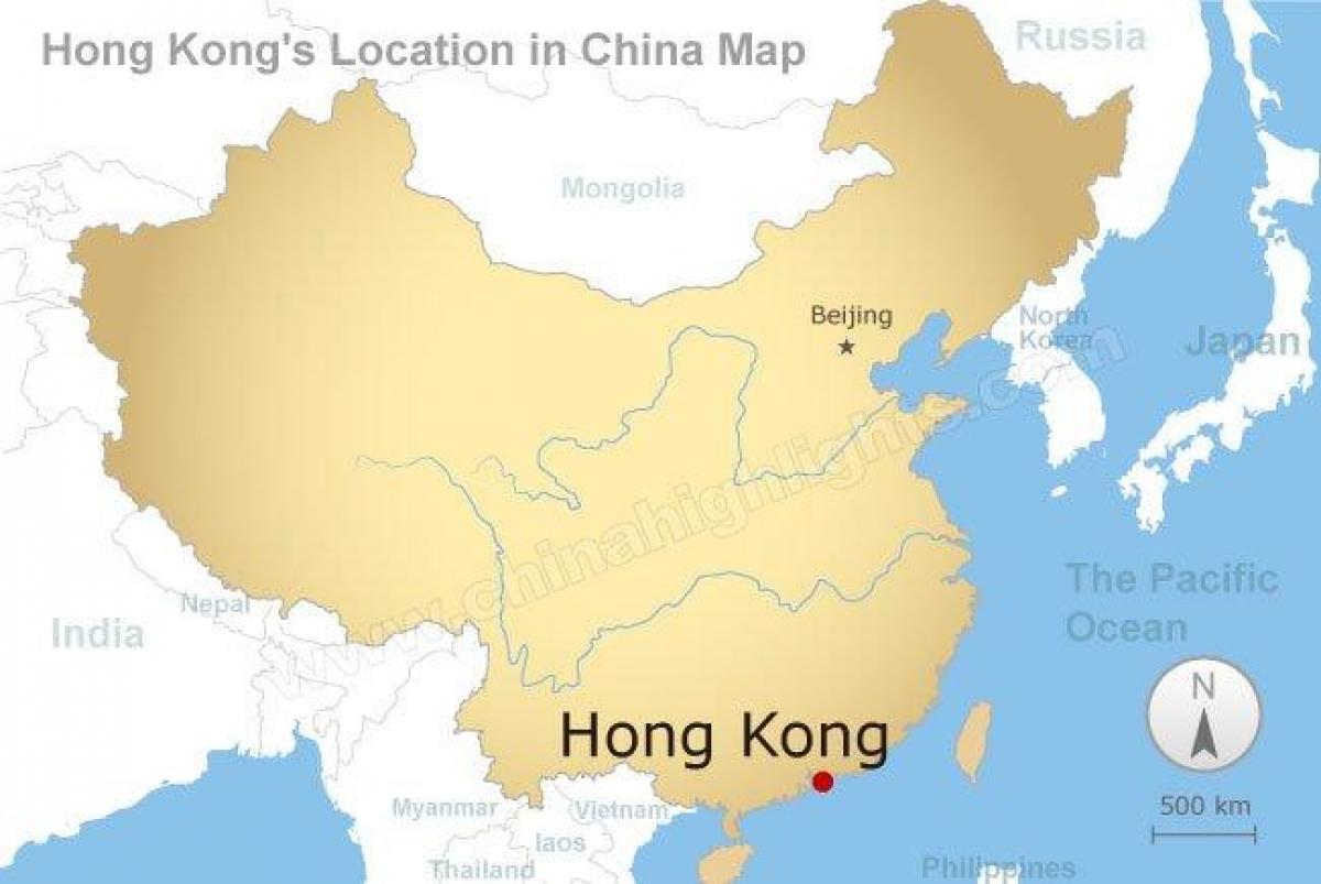 mapa da China e de Hong Kong