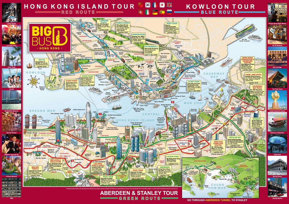 Hong Kong big bus tour mapa