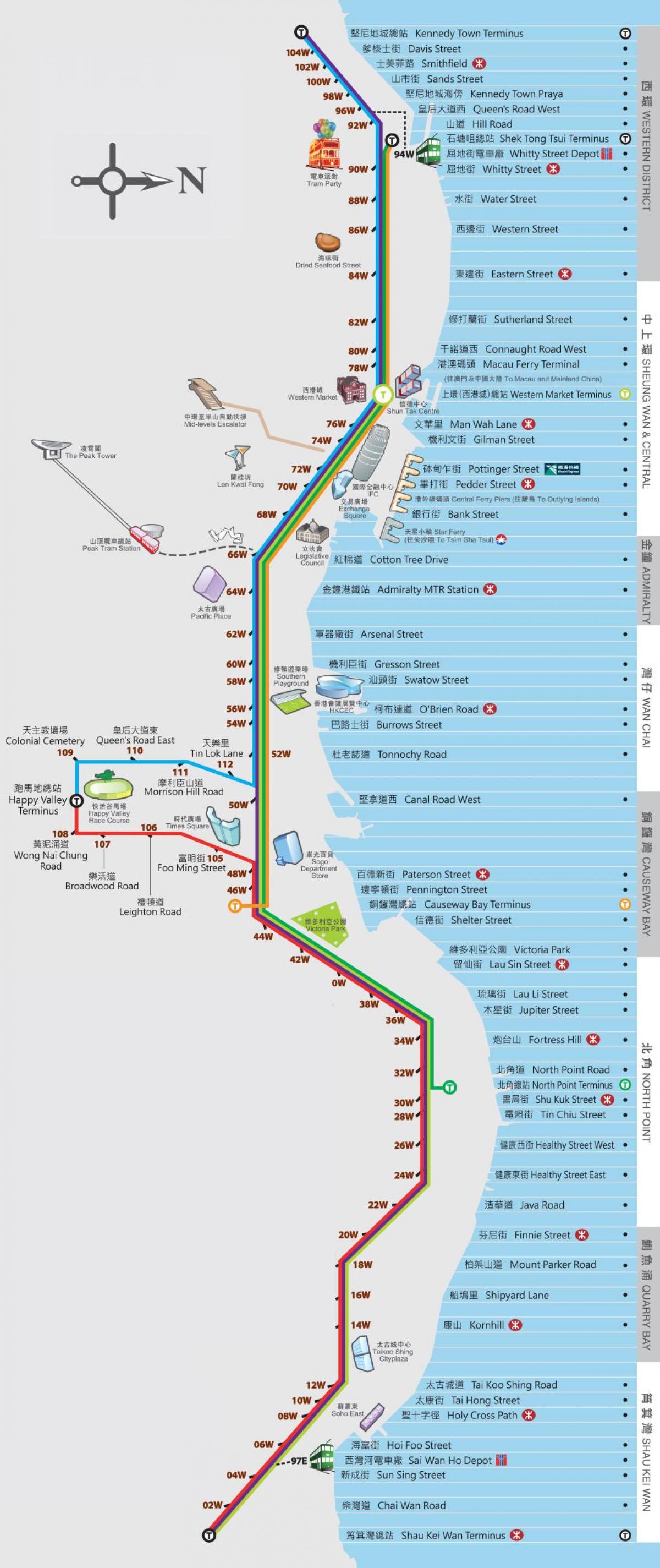 Hong Kong ding ding eléctrico mapa