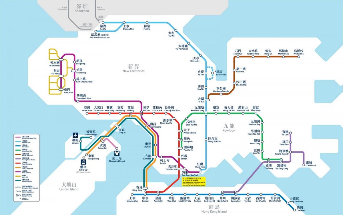 HK mapa MTR
