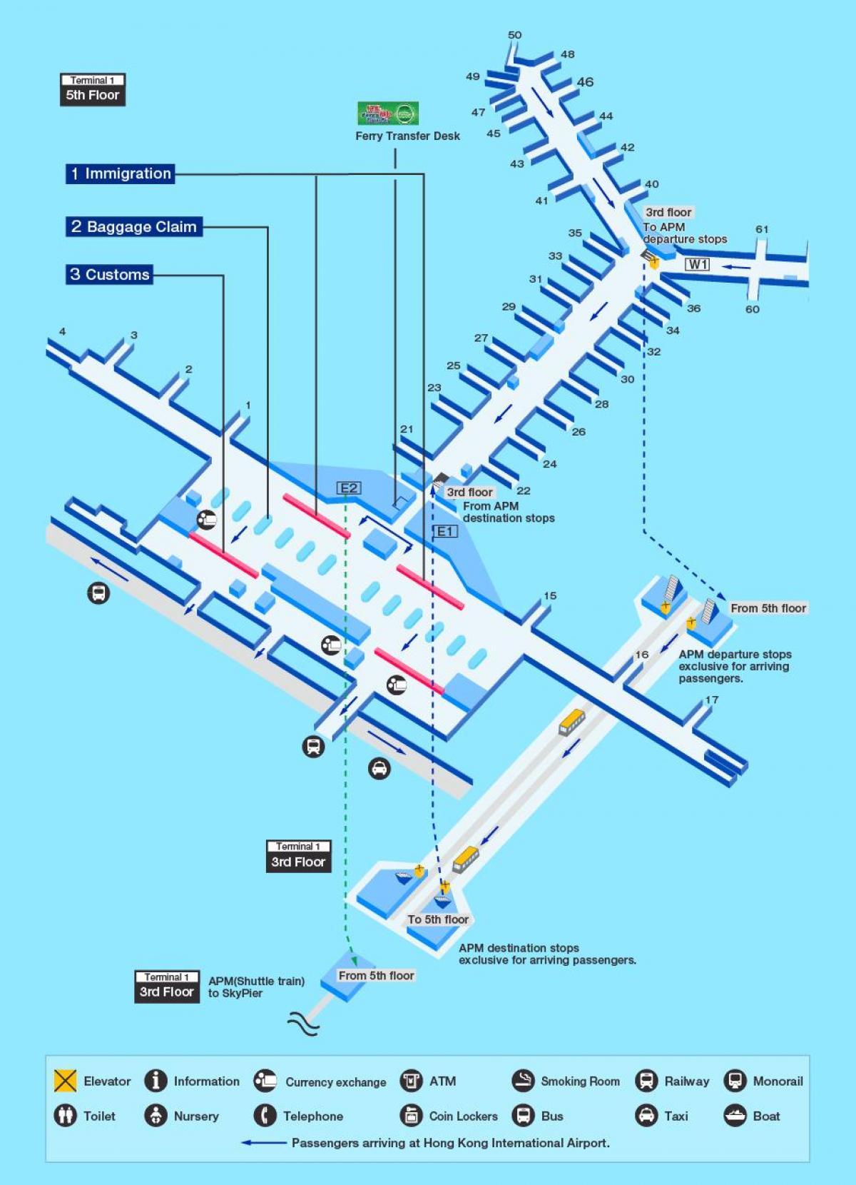 Aeroporto de Hong Kong portão mapa