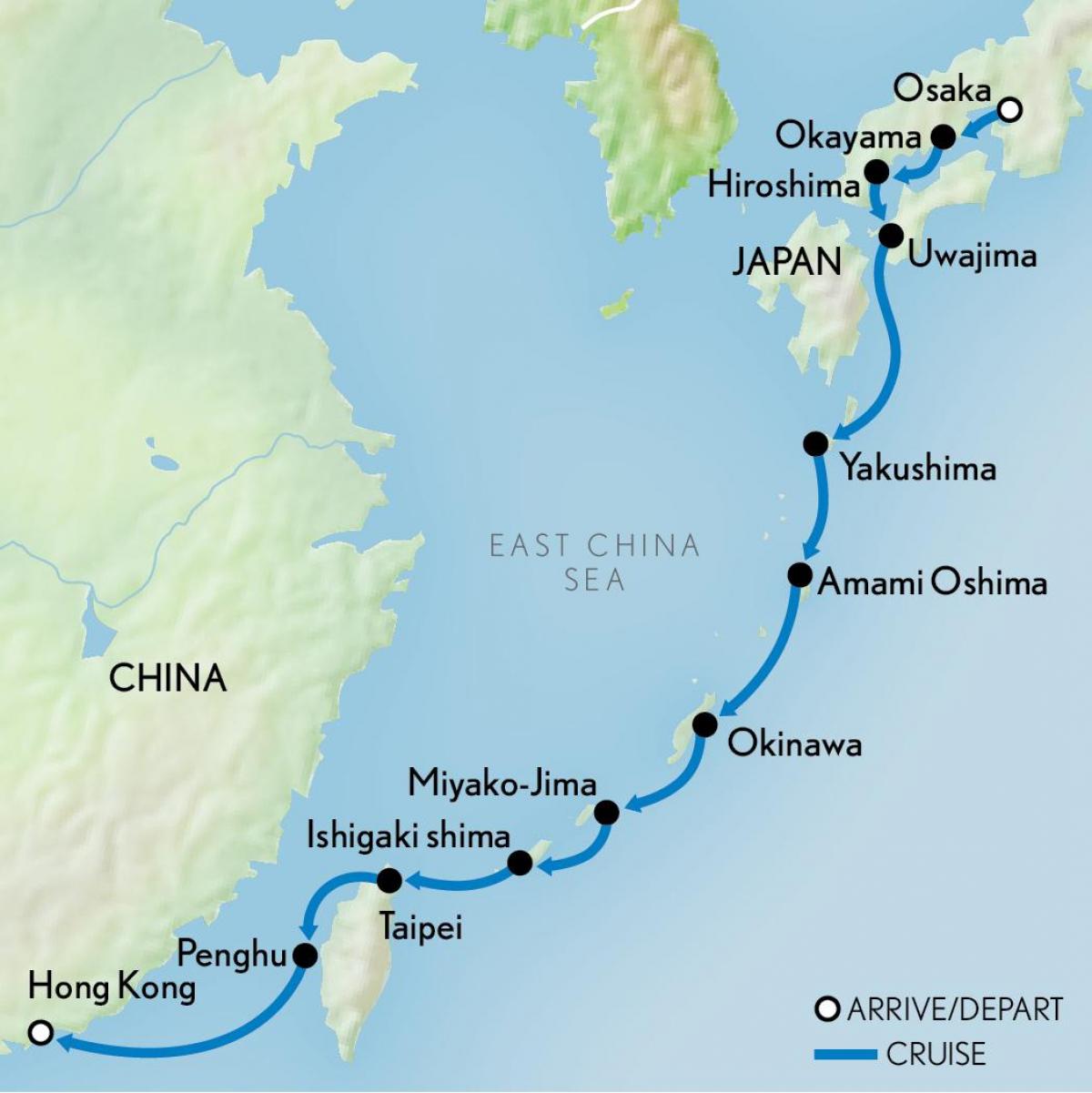 mapa de Hong Kong e o japão