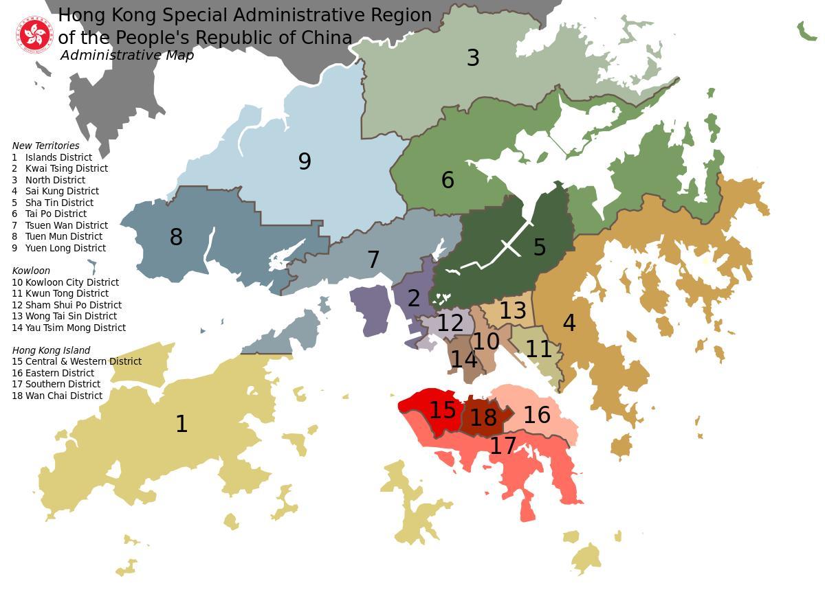 mapa de Hong Kong bairros