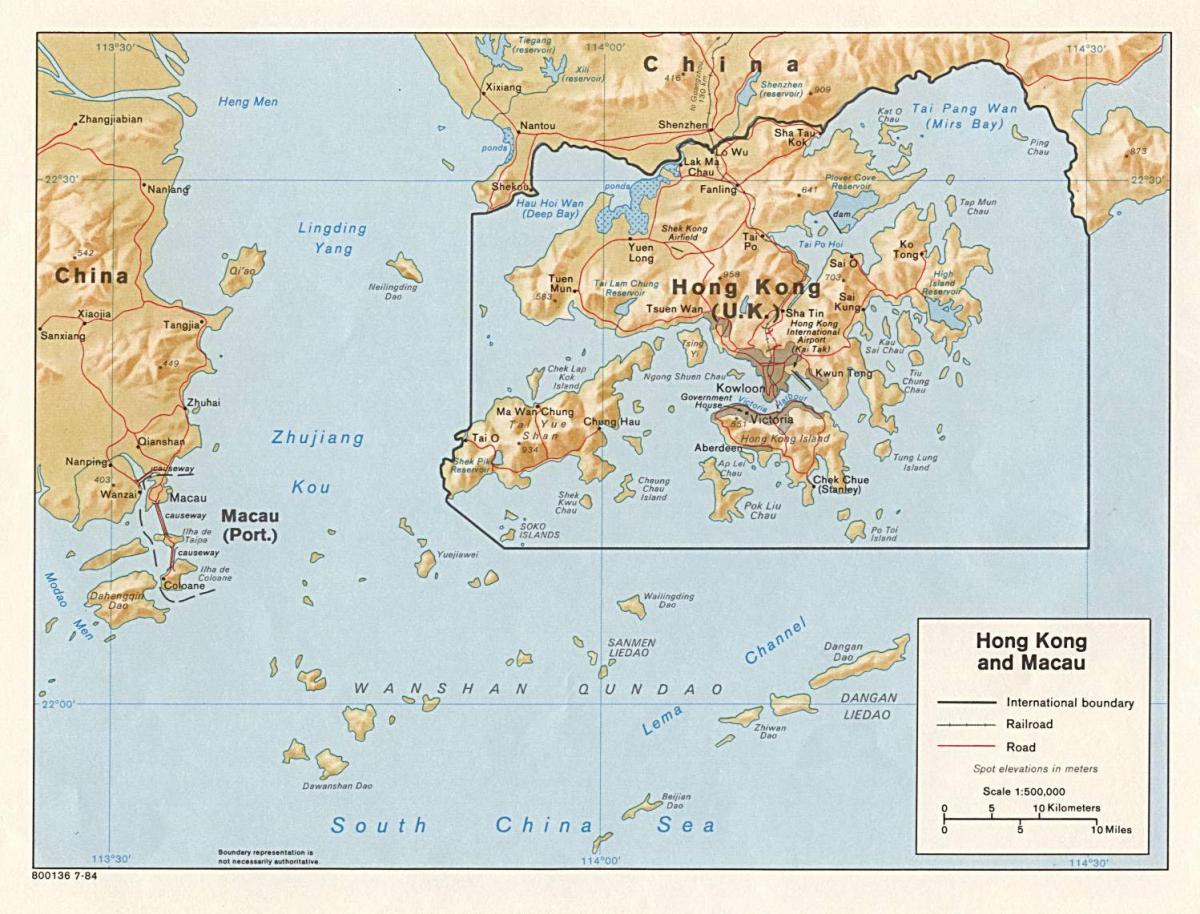 mapa de Hong Kong e Macau