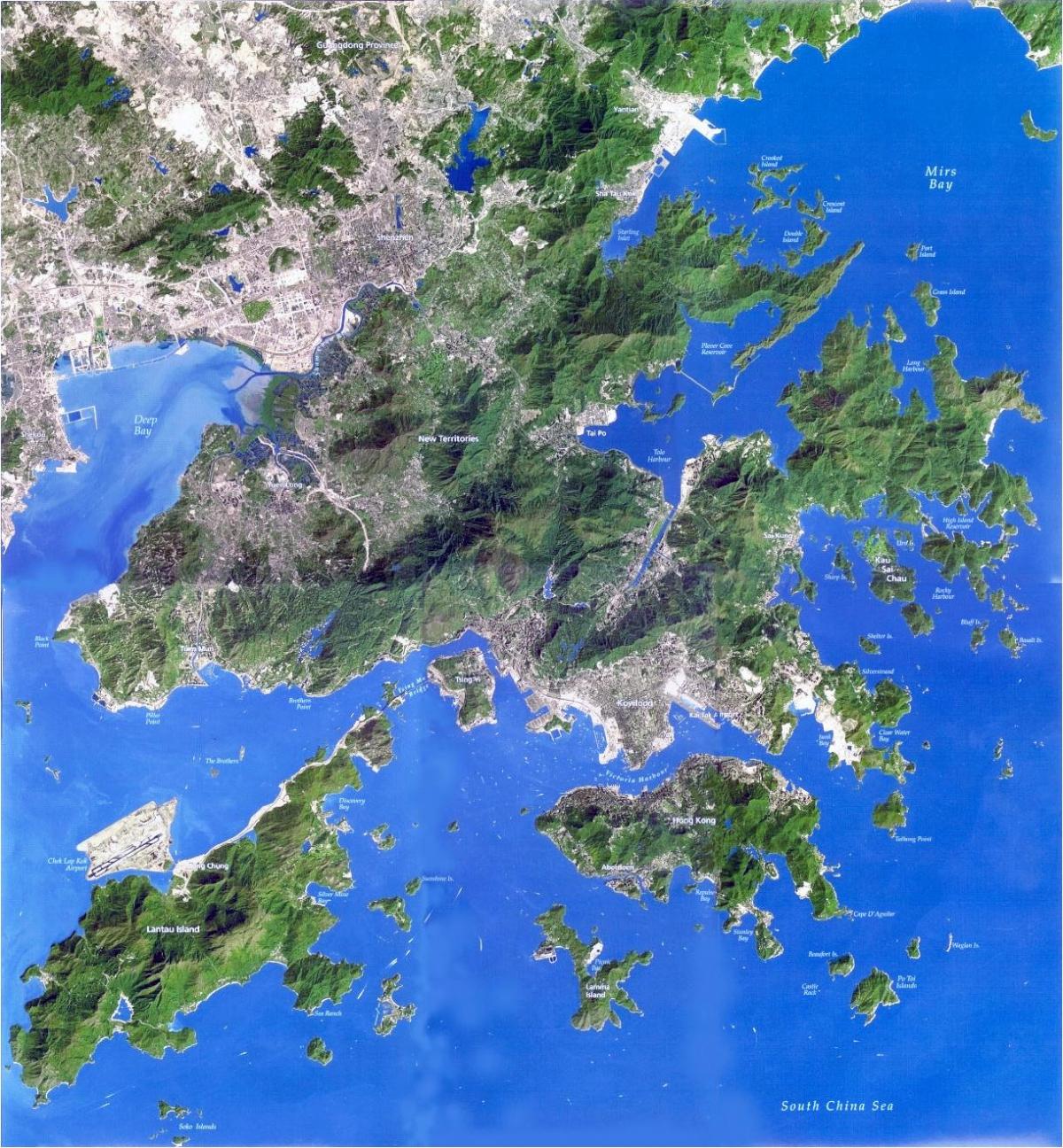 de satélite, mapa de Hong Kong