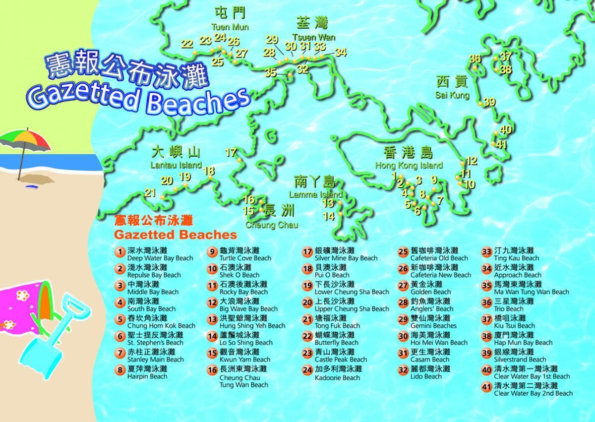 mapa de Hong Kong praias