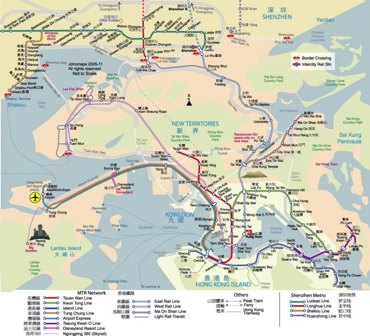 mapa de Hong Kong trânsito