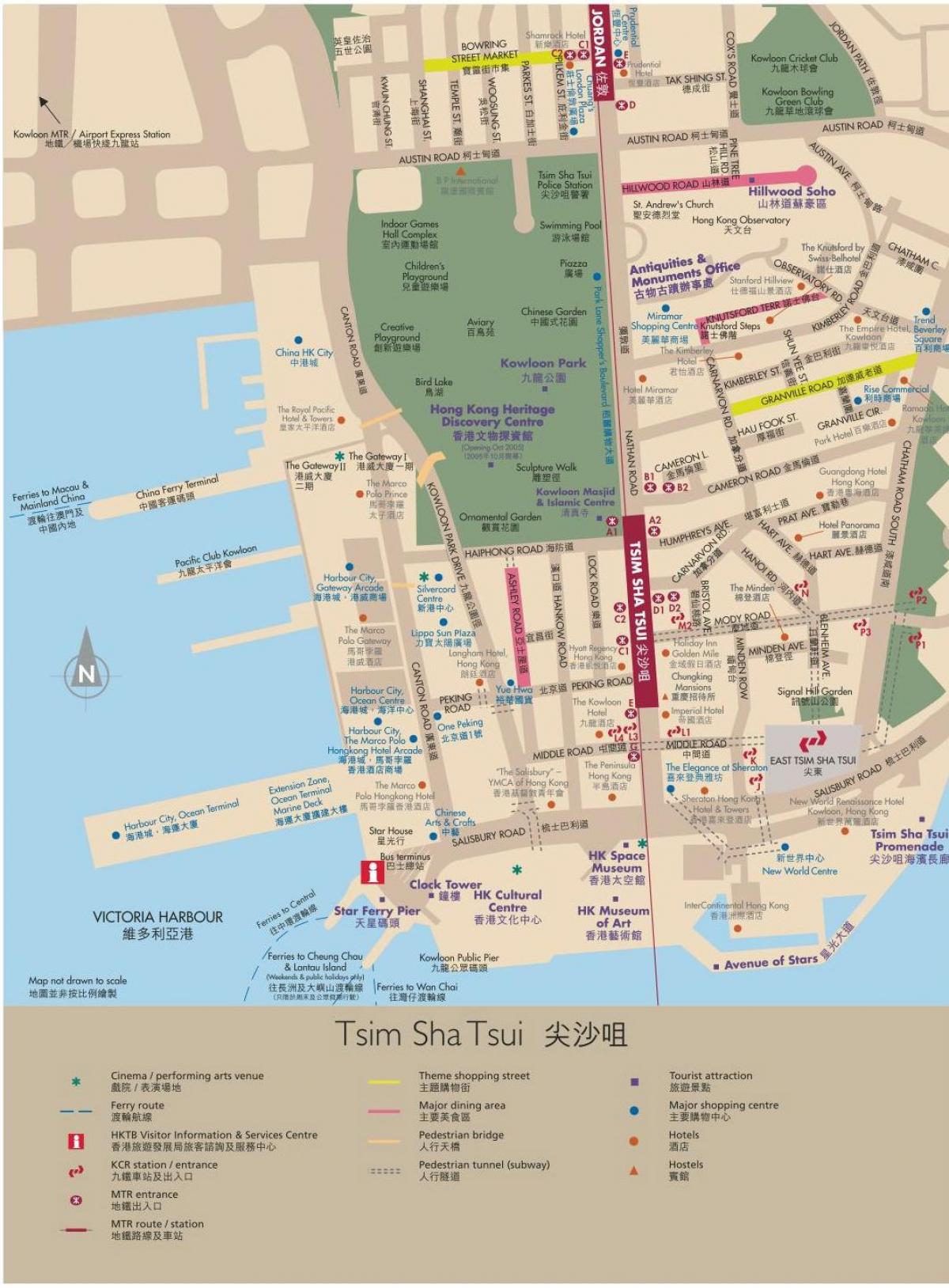 Hong Kong mapa de Kowloon