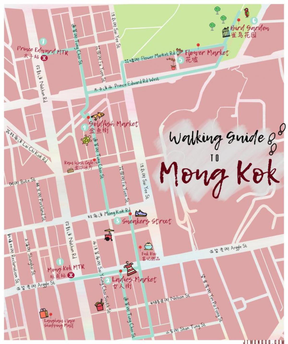 mapa de Mong Kok, em Hong Kong