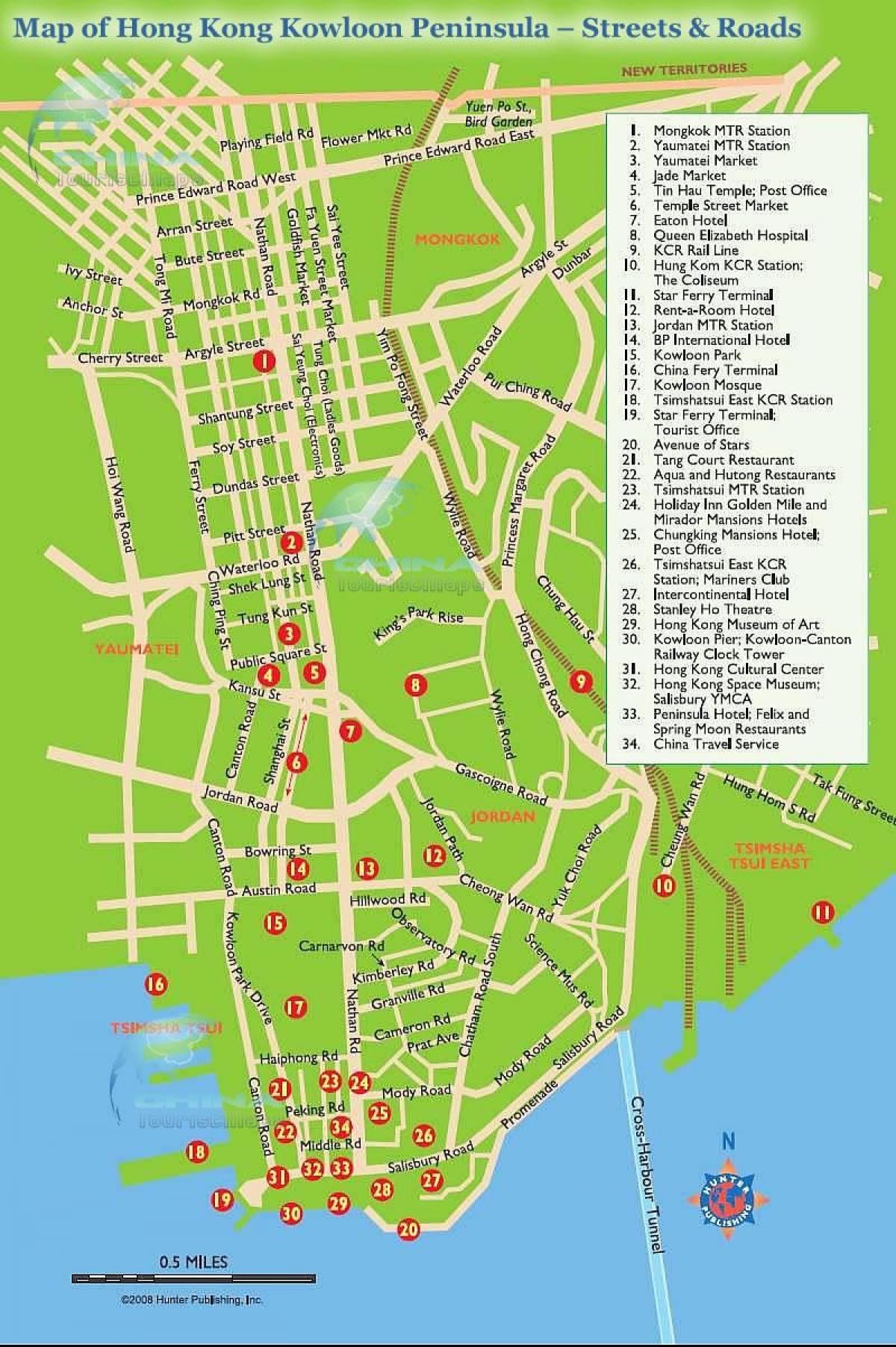 mapa de Nathan road Hong Kong
