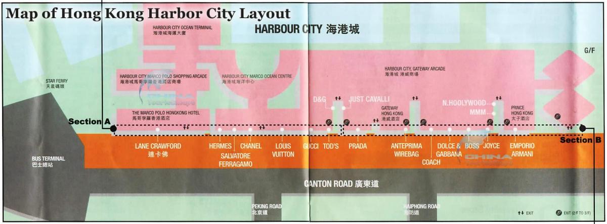 mapa do porto da cidade de Hong Kong