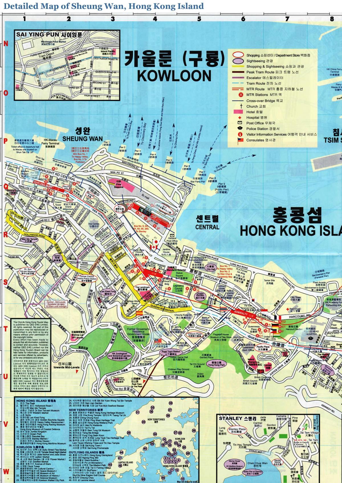 mapa de Sheung Wan em Hong Kong