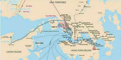 Hong Kong ferry mapa de rotas