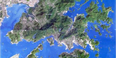 De satélite, mapa de Hong Kong