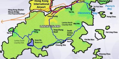 Ilha de Lantau, em Hong Kong mapa