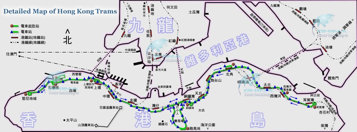 de eléctrico de Hong Kong mapa
