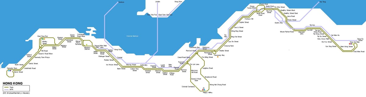 bonde mapa de Hong Kong
