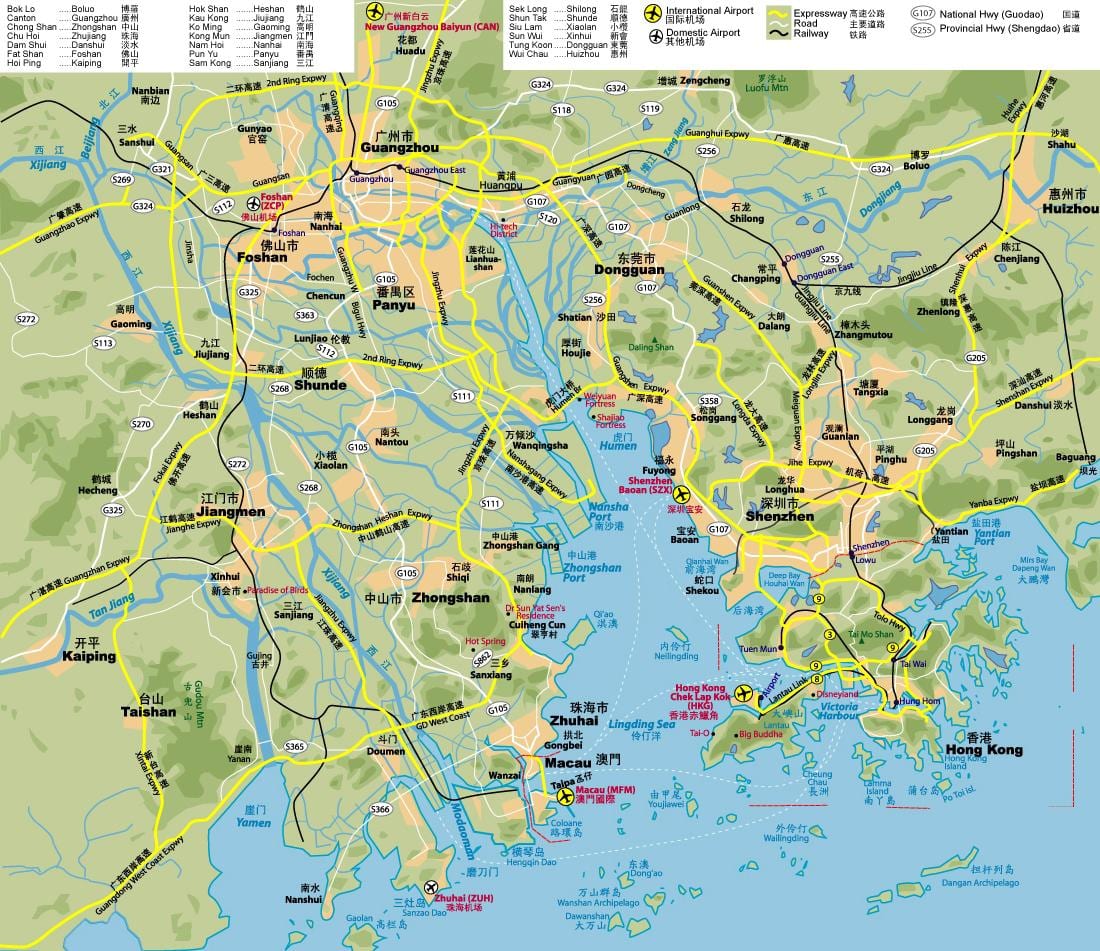 mapa de Hong Kong