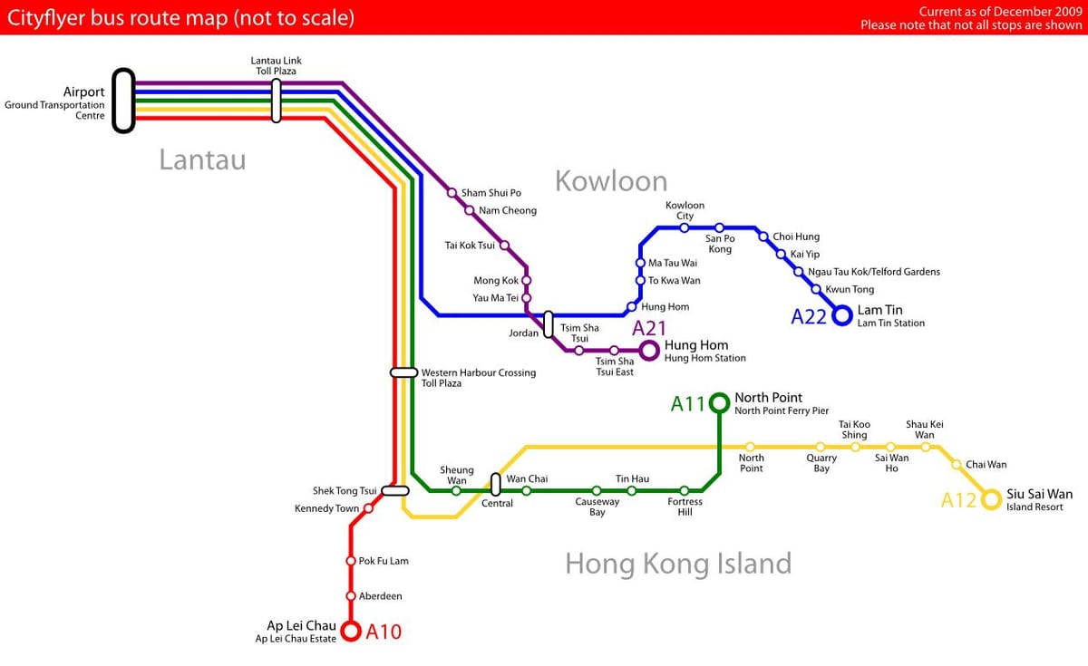 Hong Kong ônibus mapa de rotas