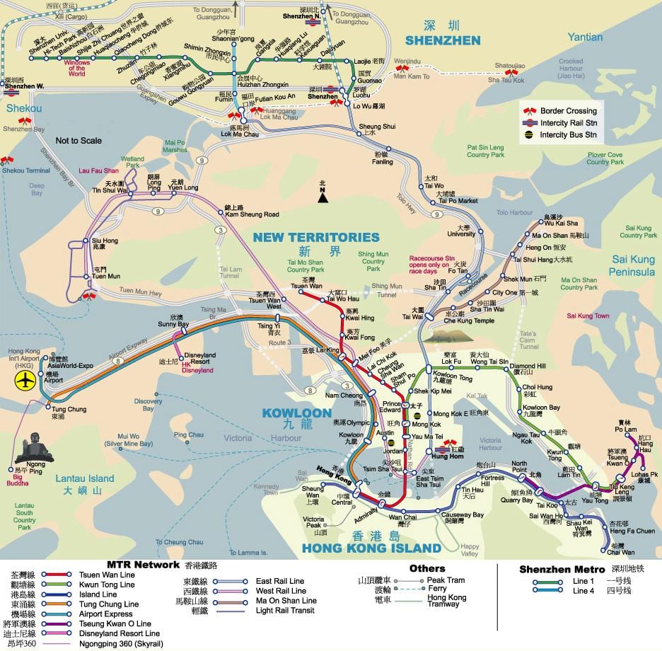 MTR mapa de Hong kong