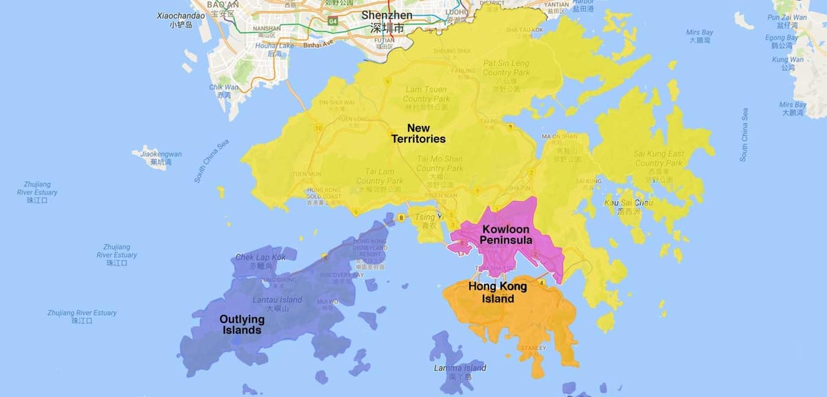 mapa de Hong Kong área
