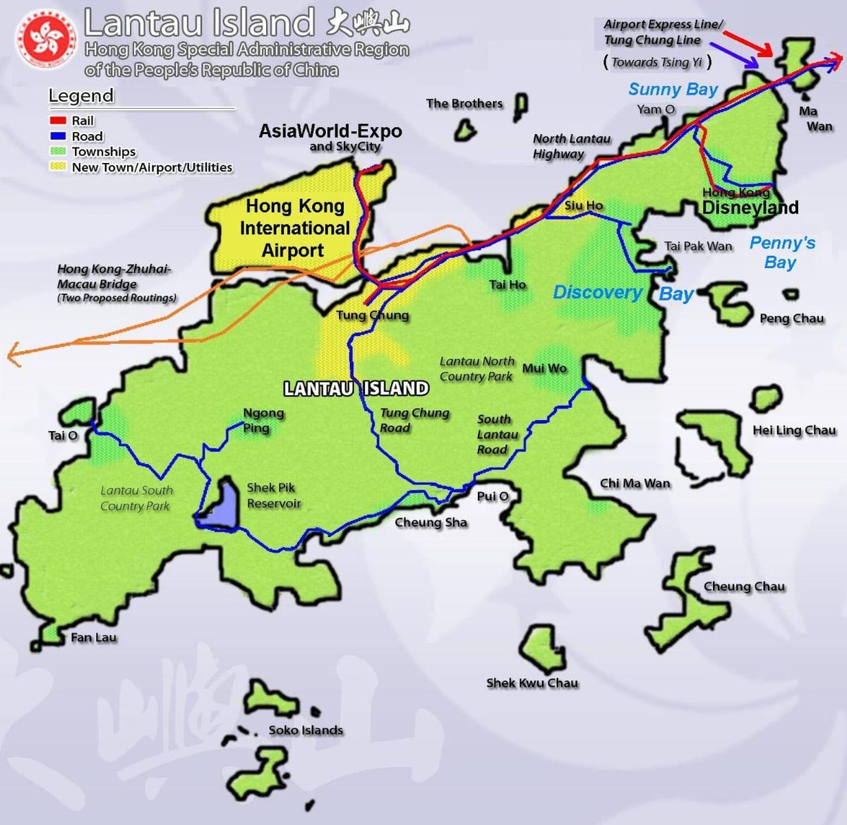A ilha de Hong Kong mapa turístico