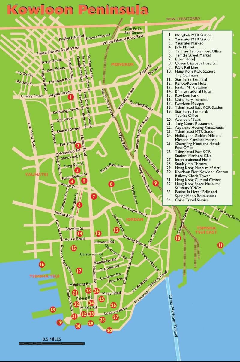 Kowloon atrações mapa