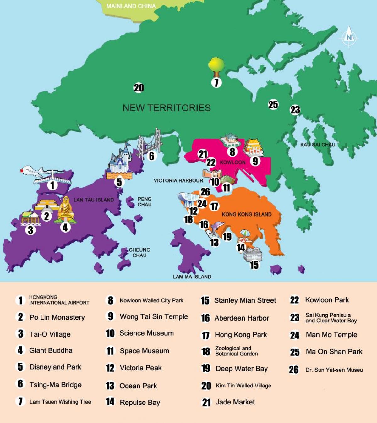 mapa de novos territórios de Hong Kong