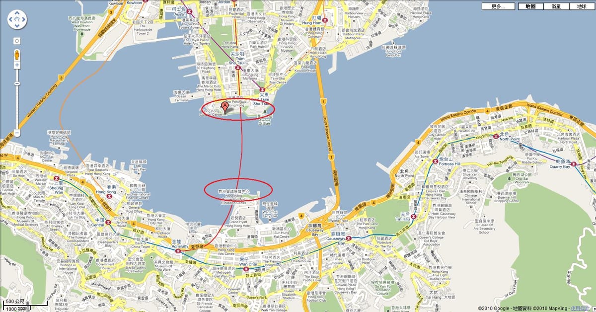 mapa do porto de victoria, de Hong Kong