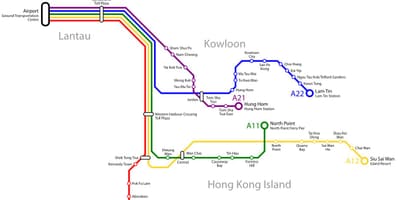 Hong Kong ônibus mapa de rotas