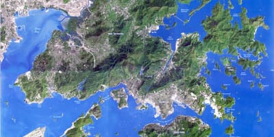 De satélite, mapa de Hong Kong