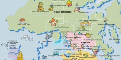 Dos turistas mapa de Hong Kong