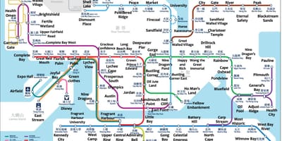 Estação MTR mapa de Hong Kong