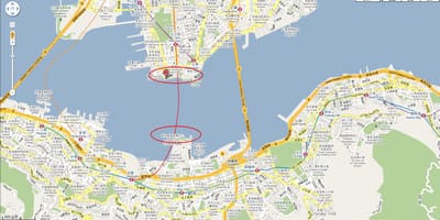 Mapa do porto de victoria, de Hong Kong